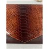 Image 2 : Beautiful Brown Snake Skin Envelope Clutch Purse With Gold Tone Chain Strap