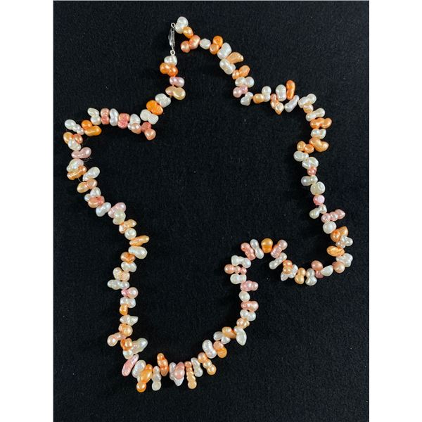 White and Orange Pearl Necklace
