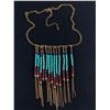 Image 1 : Gold Tone Southwest Multi Drop Red Blue Beads Chain, Boho Bib Necklace.