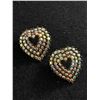 Image 1 : Pair of Very Nice Crystal Rhinestone Hearts Earrings