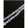 Image 2 : Vintage Made in Japan Pearl Bracelet with Blue Beads, and Green Center Stone on Clasp