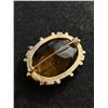 Image 2 : Vintage Gold Tone Brooch with Amber Glass Center Stone