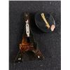 Image 2 : Interesting Antique/ Vintage Eiffel Tower Amber Coloured Brooch and a Hand Painted Stone Brooch with