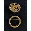 Image 2 : 2 Vintage Gold Tone Brooches With Pearls. 1 Marked ( Can't Read it)