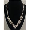 Image 2 : Gorgeous Silvertone Gray Pearl & Rhinestone Necklace with a Silvertone Cuff Bracelet