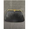 Image 1 : Vintage Black Bag with Gold Frame. Fabric Evening Handbag