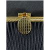 Image 2 : Vintage Black Bag with Gold Frame. Fabric Evening Handbag