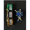 Image 1 : Pretty Vintage Bar Brooch with Coloured Stones and a Vintage Rhinestone Crystal Brooch.