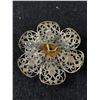 Image 2 : Stunning Vintage Silver Tone Flower Filigree Round Brooch with Pink & Purple Accents