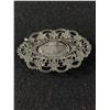 Image 2 : Gorgeous Vintage Silvertone Oval Brooch with Rhinestones