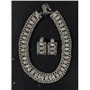 Image 1 : Nice Vintage 1950's -60's Rhinestone and Silver Tone Necklace and Earrings Set