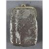 Image 2 : Vintage HL USA Silver Clasp Bag with Handle and a Silver Mesh Coin Purse. Some Stains Inside