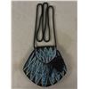 Image 1 : Beautiful Vintage Blue and Clear Beaded Purse with Rope Handle