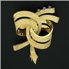 Image 2 : Vintage 18K Gold Sapphire Hand Engraved Textured Intertwined Ribbon Pin Brooch