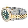 Image 9 : Rolex Mens Two Tone Green Vignette Princess Cut Diamond Datejust Wristwatch