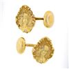 Men's Antique Art Nouveau 14k Gold Detailed Nymph Lady Diamond Accent Cuff Links
