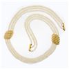 Image 3 : 21.5 3 Row Pearl Strand Necklace w/ 14k Gold Scalloped Station & Push Clasp