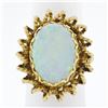 Vintage 14k Yellow Gold Cabochon Oval Opal Solitaire Twisted Wire Cocktail Ring