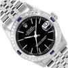 Image 1 : Rolex Midsize 31MM Quickset Stainless Steel Black Index Dial 18K Diamond And Sap