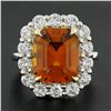 Image 3 : NEW Plat. & 18K Gold 10.7 ctw GIA Vivid Orange Sapphire Diamond Halo Cocktail Ri