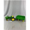 Image 1 : ERTL Die-Cast Collectible John Deere 9.5" L Tractor w/ 11.5" L (w/hitch) Hay Wagon.