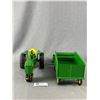 Image 2 : ERTL Die-Cast Collectible John Deere 9.5" L Tractor w/ 11.5" L (w/hitch) Hay Wagon.
