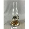 Image 2 : Vintage Silverplate 10" Wall Mount Oil Lamp w/Glass Chimney - English Made