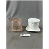 Image 3 : Vintage Milk Glass and Pink Depresion Glass Top Hats - Buton and Daisy Pattern