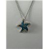 Image 2 : Sterling Silver Inlaid Opal Starfish Pendant Necklace - 20" 925 Chain - Both Marked & Tested