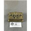 Image 1 : Vintage Crowning Touch Brass Desktop Stamp Holder Box Sunflower
