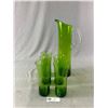 Image 1 : Vintage Gorgeous Green 5 Glasses (Apporx. 6.75"H) w/ 14" H Pitcher