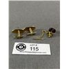 Image 2 : Gold Cufflinks Genuine Amber Tie Pin