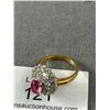 Image 2 : Gold Simulated Diamond Pink Topaz Ring