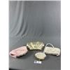 Image 2 : 4 Assorted Vintage Purses - 3 Beaded: White Change, Pink & White w/ Beaded Straps & Gold Fabric w/ C