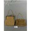 Image 1 : 2 Gorgeous Gold Coloured Purses - 1 Beaded & Other Is Crochet w/ Beads. Both w/ Metal Straps