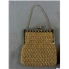 Image 2 : 2 Gorgeous Gold Coloured Purses - 1 Beaded & Other Is Crochet w/ Beads. Both w/ Metal Straps