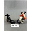 Image 2 : 2 Vintage Dog Figurines - 3.75" H Marked KT 67 Wounded Terrier  & 4" L Beswick England Dachshund