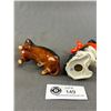 Image 3 : 2 Vintage Dog Figurines - 3.75" H Marked KT 67 Wounded Terrier  & 4" L Beswick England Dachshund