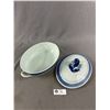 Image 2 : Vintage Royal Copenhagen Oval Bowl w/ Lid.Made In Denmark Approx. 3" H x 11" x 8"