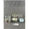 Image 1 : Lot Of Vintage Knick Knacks - 2 Ring Holders, 3 Trinket Dishes (2 w/ Lids) & 3.5" Diam.  SnowFlake P