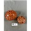 Image 2 : 2 Vintage Pinkish Orange Coloured Glass "Frogs". Largest Is 5" Diam. Marked "PAT'D APRIL 11 1916. Ot