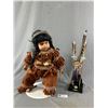 Image 1 : First Nations Themed Lot - 16" H Miniature Bow And Arrows Display & 16" H Kelden Doll