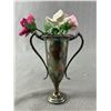 Image 2 : Silver Plated Vase w/ Porcelain Flowers