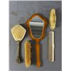 Image 1 : Vintage Pearltone? Laquer Grooming Set Plus Ornate Metal Handle & Embroidered HairBrush