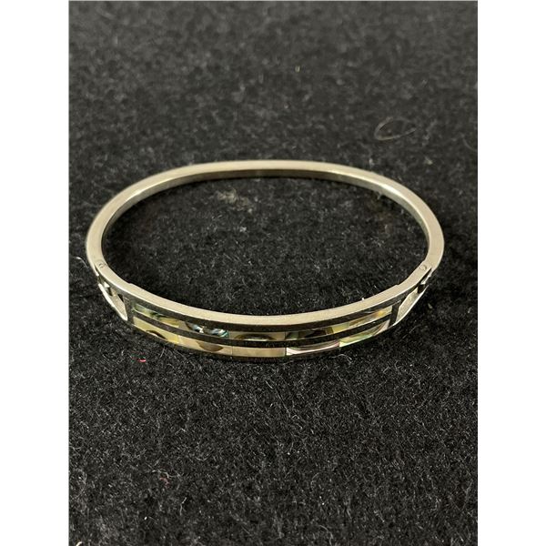 Shell Inlay Silver Bracelet