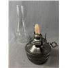 Image 2 : 2 Vintage Oil Lamps w/ Glass Chimneys.