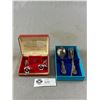 Image 1 : Vintage Stone Cuff Link Set In Original Jewel Box & BIRKS Regency Plated Baby Cutlery Set Plus EPNS