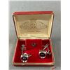 Image 2 : Vintage Stone Cuff Link Set In Original Jewel Box & BIRKS Regency Plated Baby Cutlery Set Plus EPNS