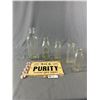 Image 1 : Vintage Glass Milk Bottles, Milk Caps & 9" x 6" Cardboard Advertising Sign