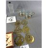 Image 2 : Vintage Collectibles - Brass Horse Medallions, Hummel? Ceramic Children Wall Art, Libbey Turquoise P